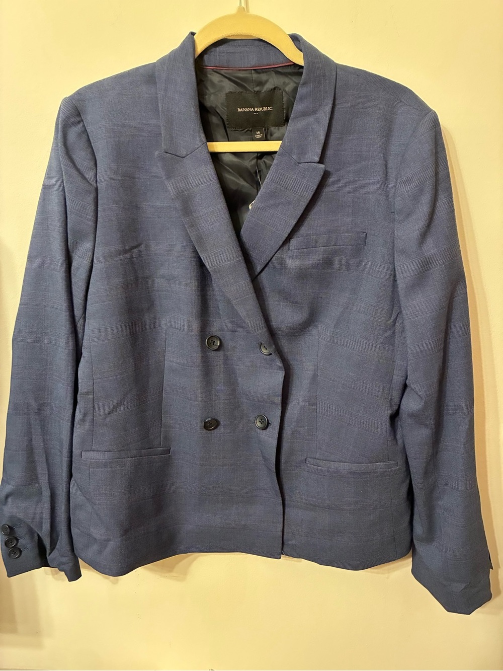 NWT Banana Republic Factor size 14 navy double-breasted blazer